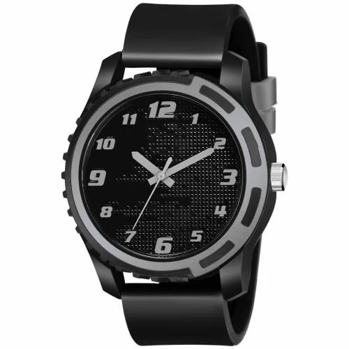 ILOZ New Look Fashionable Stylish black Dail Silicone Belt gents gift Analog Watch - For men