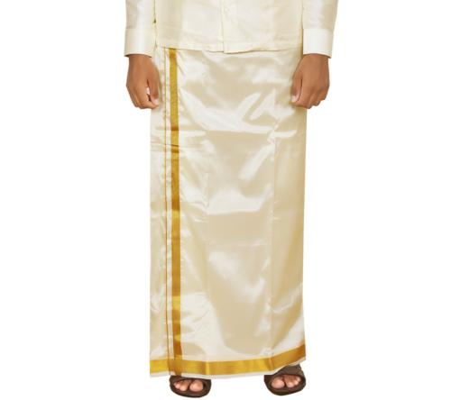 Kannika Men Silk Dhoti|70K Zari Border Dhoti 8 Mulam & Angavasthiram 4 Mulam|Vetti|Mundu Solid Men Dhoti