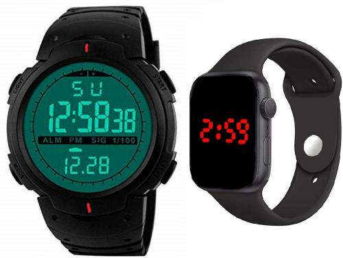 Hala Digital Green Watch For Boys - (LED-1234-BLACK-SQUARE)