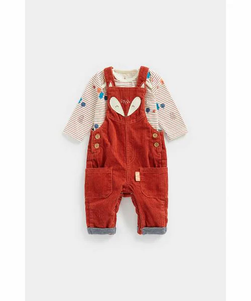 Mothercare Unisex Full Sleeves Dungaree Set -Pack of 1-Red