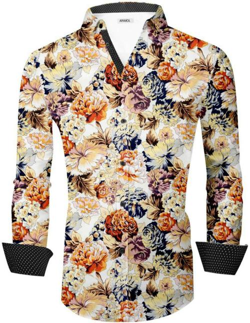 Anmolenterprise0 Men Multicolor Printed Cotton Blend Single Shirt Fabric