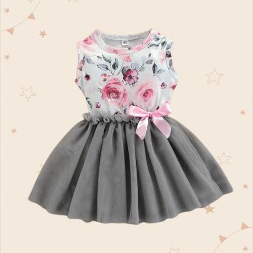 Netra Creation Satin Kid's Girls Mini/Short Festive/Wedding Sleeveless Dress (Grey_2 - 3 Years)