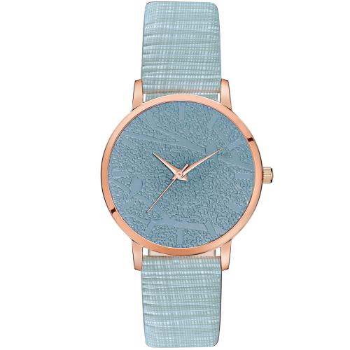 Ganesh Women Quartz Watch with Analogue Display and Leather Strap (Band Color: Light Blue) (Dialer Color: BLue)