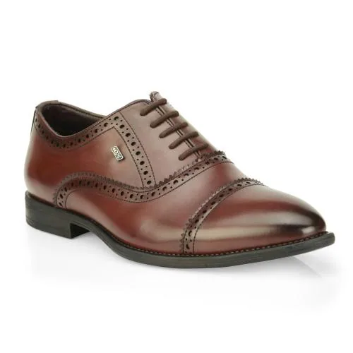 ID Men's Wine Lace-Up Oxford Formal Shoes