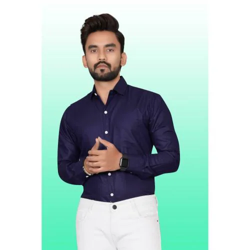 KALANABH Boys Blue Shirt Clothing Youth fashion Style blue shirt Formal shirt Long-sleeve blue shirt Solid color Fashionable (PACK OF 1 PIECES SIZE- XXL)