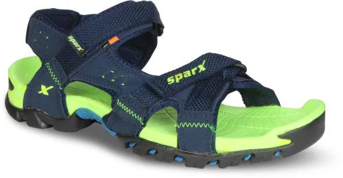 Sparx Men SS-447 Navy Blue Fluorescent Green Floater Sandals