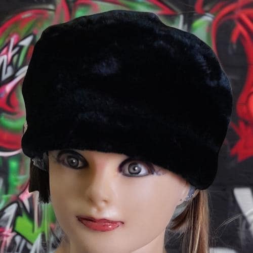 GEJUFF Women's Unisex Black Tiger Print Faux Fur Hat, Topi, for Winter with Stretch Cossack Russian Style Hat Warm Cap