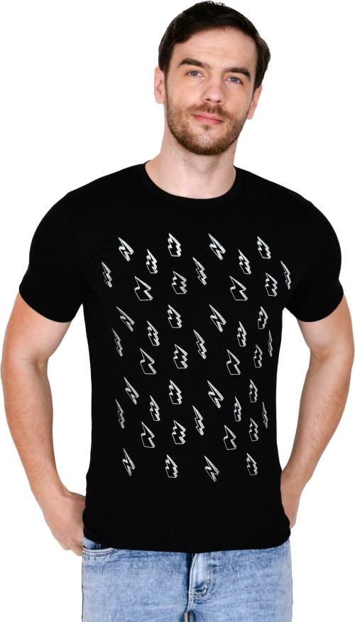 Kushi Flyer Men Black Printed Pure Cotton T-Shirt