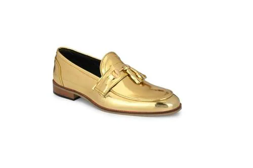 KLEAT Men's Golden Synthetic Formal/Party Loafer