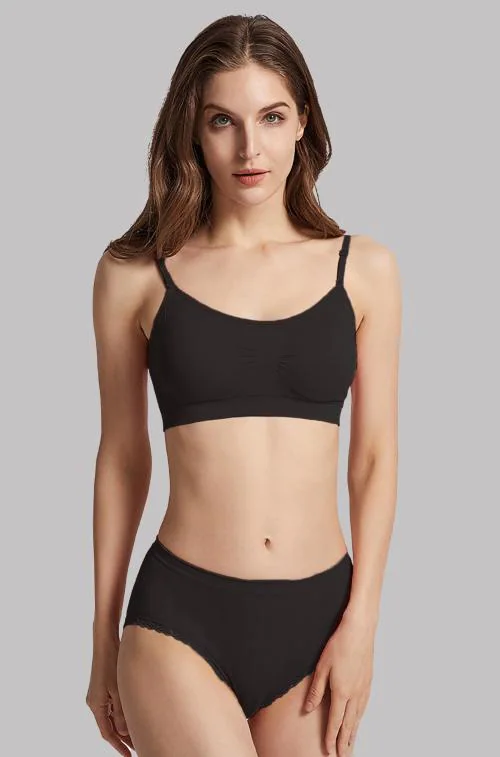 Aamarsh Women Cotton Bra Panty Set for Lingerie Set ( Pack of 1 ) ( Color : Black )