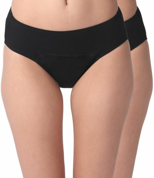 Adira | Best Period Panties For Women | Hipster Fit | Reusable | Leakproof Panty For Periods | For School, Travel & Work | Medium Flow | Use With Pad | Plus Size | Pack Of 2 | Black | 4XL