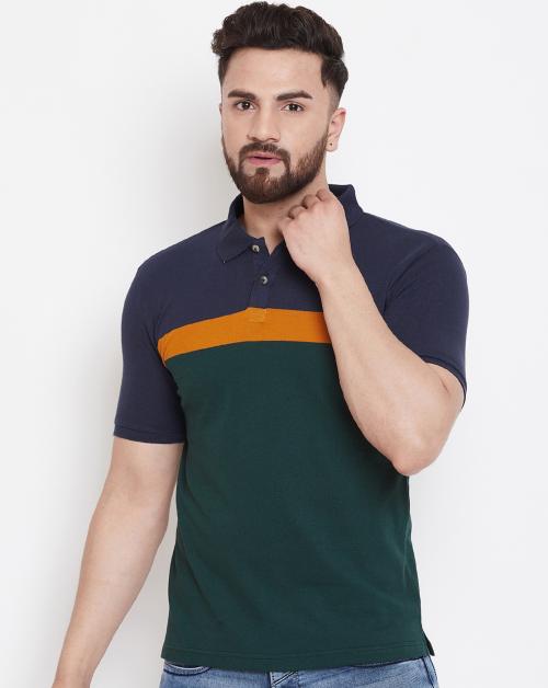 AUSTIN WOOD Men's Striper Cotton Green T-Shirt