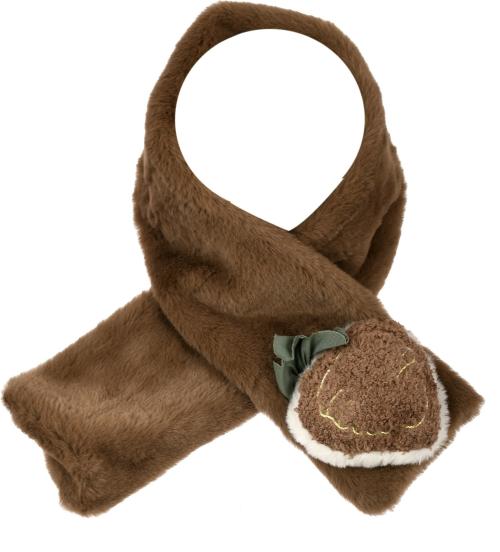 Soku Shopee Boys and Girls Brown Embellished Faux Fur, Fleece Muffler