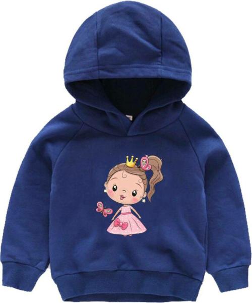 Kiddy Star Boys and Girls Dark Blue Solid Cotton Fleece Blend Sweatshirt 9-10Y