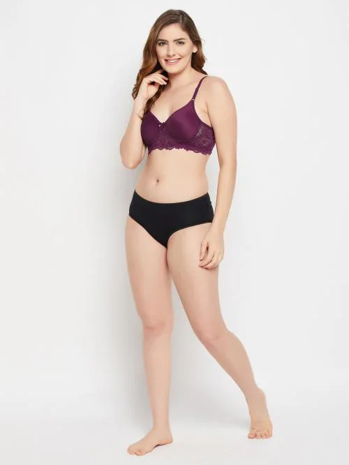 Clovia Purple Solid Cotton Single T-Shirt Bra