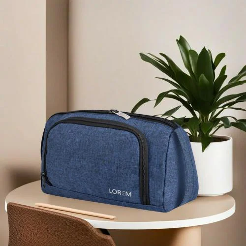 LOREM Blue Large Capacity Pencil Cases Bag, Large Pencil Pen Pouch with Handle, Portable Makeup Bag, Case Cute Stationery Organizer Bag with Zipper for Kids for Students, Kids Adults Office OG09
