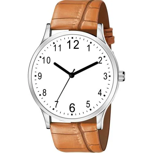 Buy Casera New Stylish Round White Dial and Leathers Strap Analog