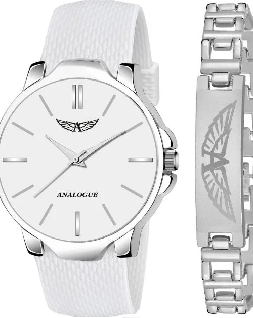 ANALOGUE White Dial and Strap Analog Watch with Bracelet for Men