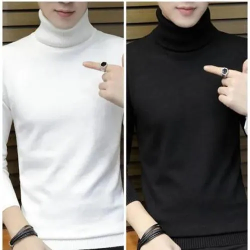 VITTANATH Men Solid High Neck Sweater