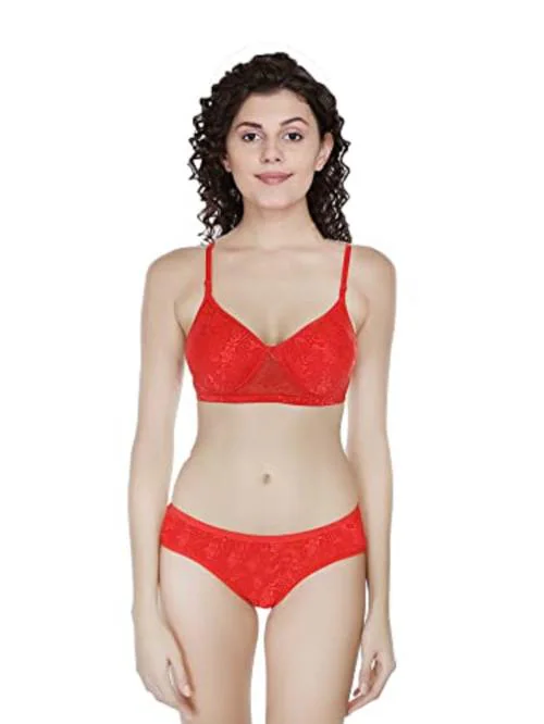 F FASHIOL.COM Women's and Girl's Stylish Sexy Cotton Floral Lace Detachable And Bra and Panty Set