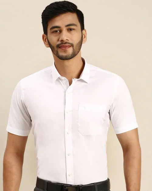 Buy Ramraj Men White Solid Cotton Shirt Online at Best Prices in India ...