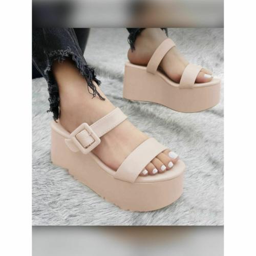 Shoetopia Fashionable Cream Platform Heels For Women & Girls