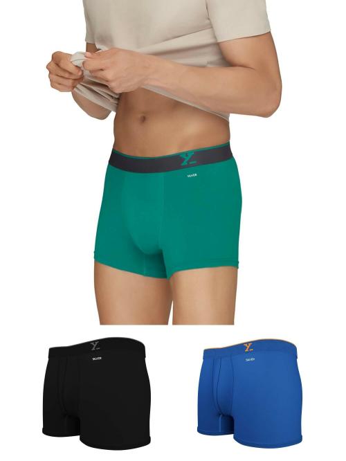 XYXX Pack of 3 Intellistretch Super Combed Cotton Traq Men Trunks