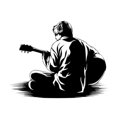 ME HOON NA Mens 100% Combed Cotton Guitar Boy Printed T-Shirt - White (Medium)