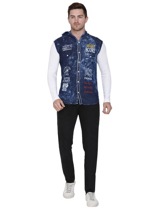 Matelco Mens Sleeveless Denim Hoodie Jacket