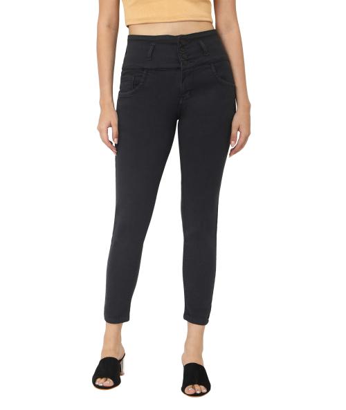 Reelize - Denim Jeans for Women High Waist | 4 Button High Waist | Ankle Length, Skin Fit | Plus Size | Ideal for Party/Office/Casual Wear | Black (40, Black)