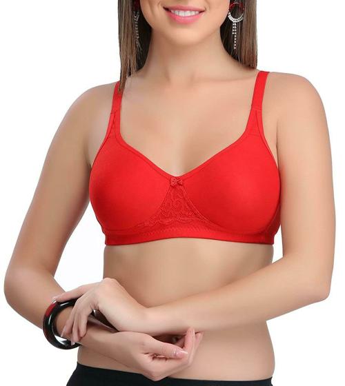 Eve's Beauty Women Red 32B Seamless Soft Cup Non Padded Bra (32B)