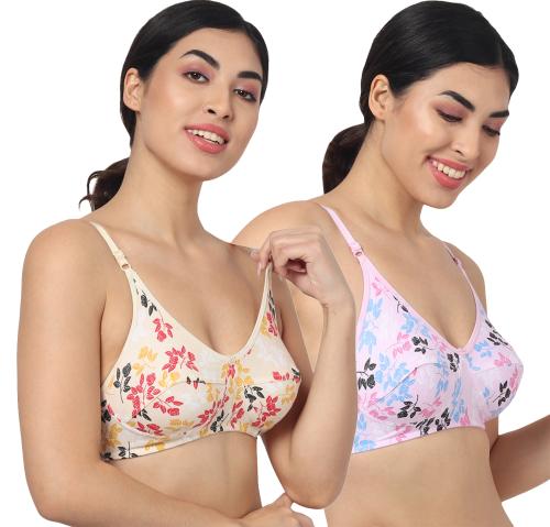 FIMS - Fashion is my style Women Multicolor Floral Print Cotton Blend Pack Of 2 Bra