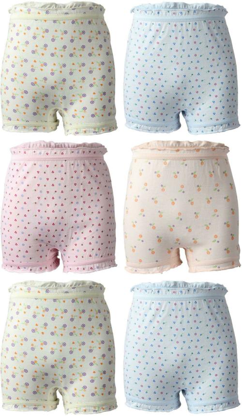 BodyCare Girls Printed Cotton Blend Pack of 6 Bloomers (1-2 Y)