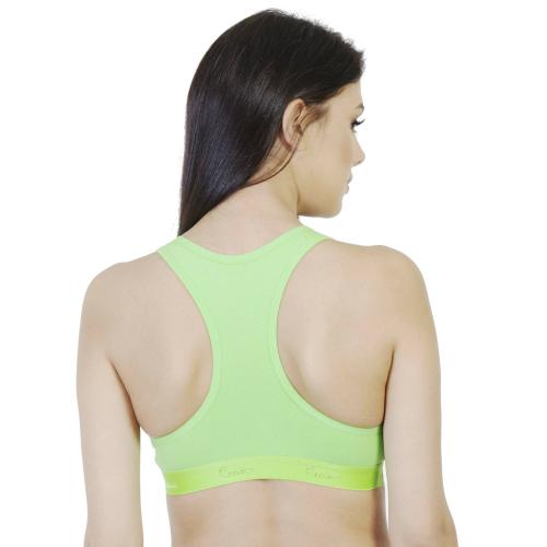 ENVIE Women's Cotton Sports Bra_Ladies Racerback, Full Coverage, Non-Padded, Non-Wired, T-Shirt Type Bra|Girls Inner Wear for Daily Use Sports Bra - Black/Jasmine Green (L/36)