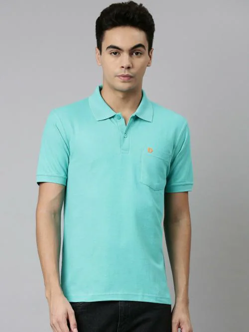 Dixcy Scott Maximus Men's Blue Solid Cotton Blend Polo T-shirt