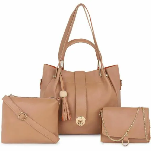 Element Cart Beige PU Messenger Bag with Sling Bag And Wallet (Combo of 3)