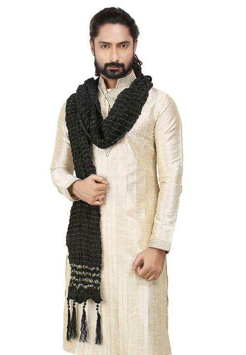 Paridhanlok Men Black Silk Stole