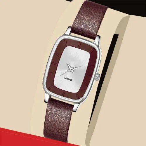 ILOZ Latest New brown square Dial Beautifull Fancy Analog Wrist Watch - For Girls Stylish Look brown Color Leather Belt - For Women Analog Watch - For Women