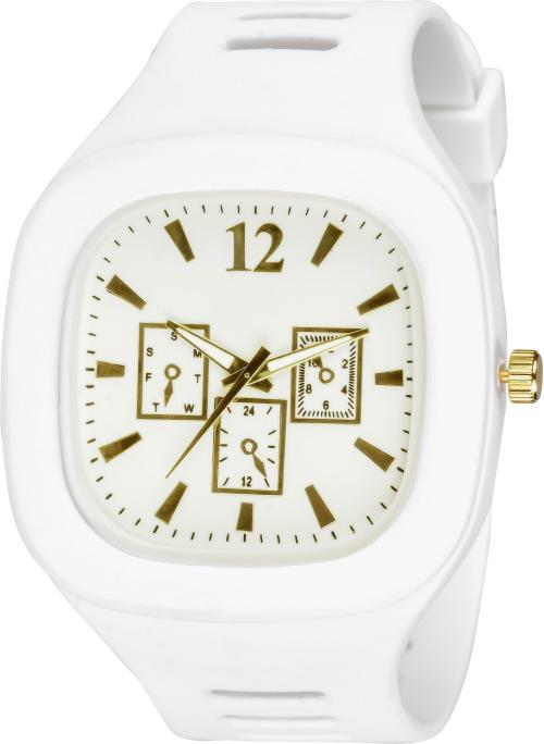 Rozti Analog White Dial White Strap Watch for Men