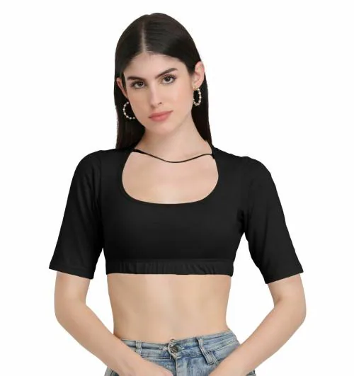Buy AD2CART A4251 WomenPot Neck Elbow Sleeve Crop Top Online at Best