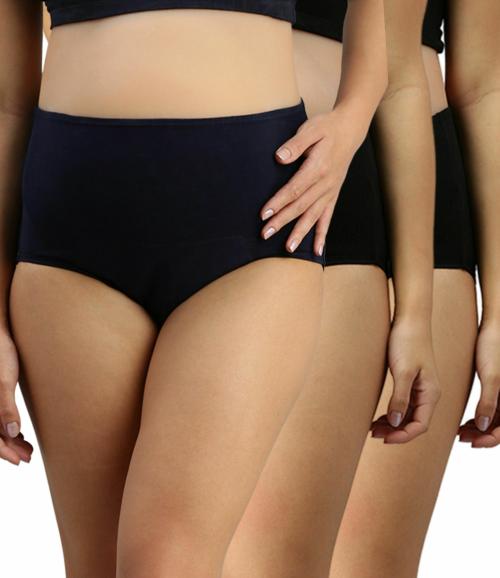 Morph Maternity | Post Delivery Panties For Women | Postpartum Panties Leak Proof & Breathable | Use With Pad For Non Icky Feeling | Soft Comfy Cotton | Pack Of 3 | Black, Black & Navy Blue | M