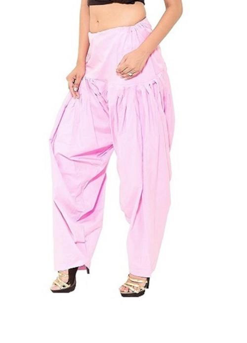 Cotoncroton Creations Women's Cotton Baby Pink Semi Patiala Salwar