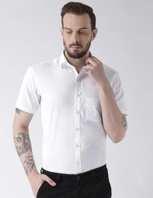 Buy Zeal G Shirt White Shirt for Men White Half Shirt White Cotton Shirt Half Sleeves