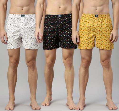 Joven Men Printed Boxer Pack of 3 Shorts