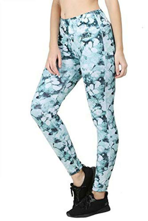 Zesteez Women Blue Printed Leggings (S)