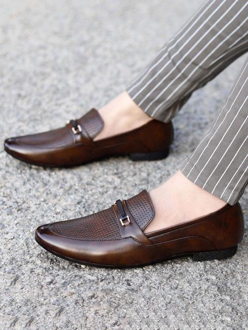 Four Star Truck Sales Men Brown Synthetic Loafers - 9