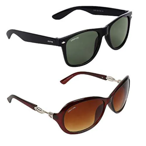 Creature Wayfarer & Oversized Unisex Sunglasses Combo (SUN-003-GAGA-012)