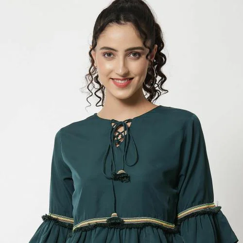 Kannan lace up bell sleeve top for women