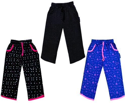 IndiWeaves Girls Printed Cotton Multicolor Capri 3/4th (Pack of 3)
