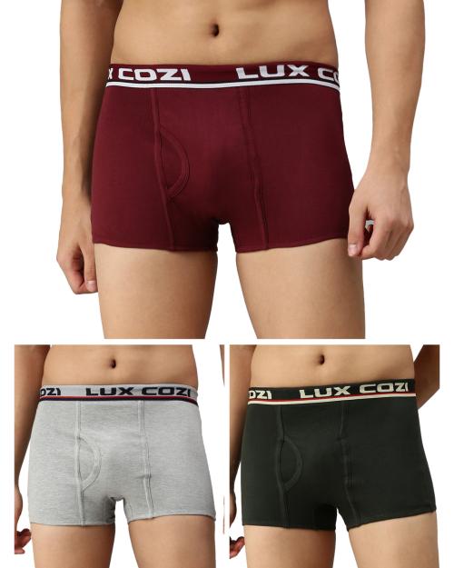 Lux Cozi Bigshot Semi Long Trunks for men, Pack of 3